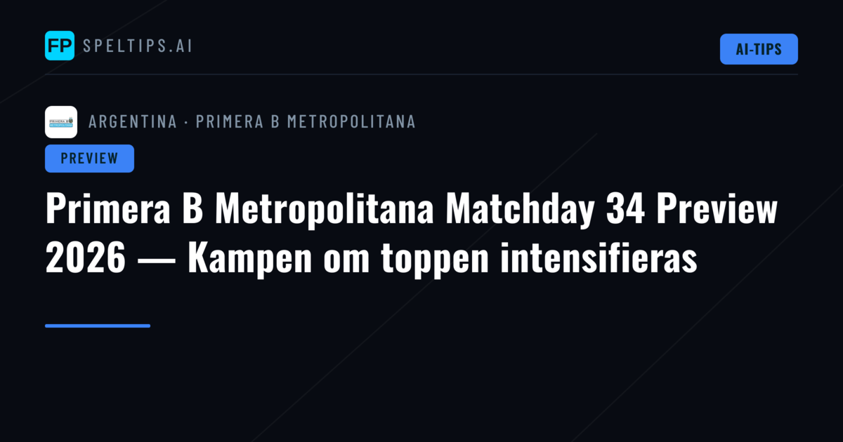 Primera B Metropolitana Matchday 34 Preview 2026 — Kampen om toppen intensifieras