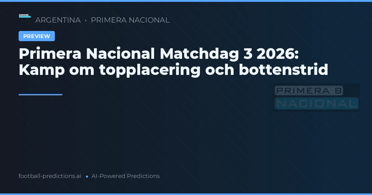 Primera Nacional Matchdag 3 2026: Kamp om topplacering och bottenstrid