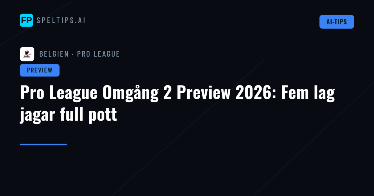 Pro League Omgång 2 Preview 2026: Fem lag jagar full pott
