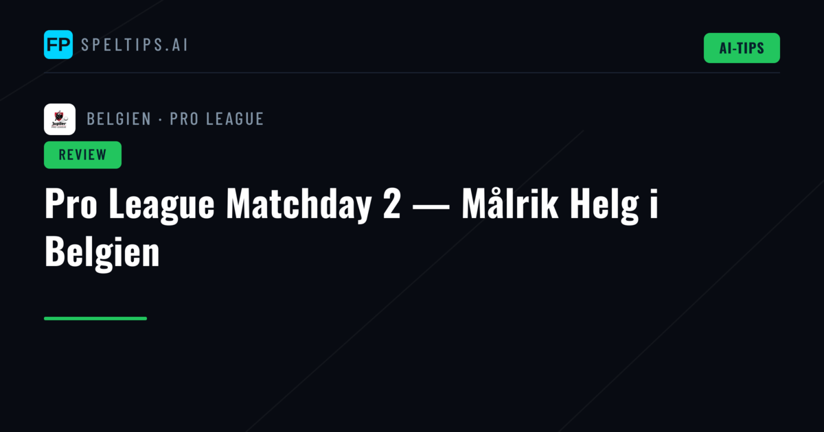 Pro League Matchday 2 — Målrik Helg i Belgien
