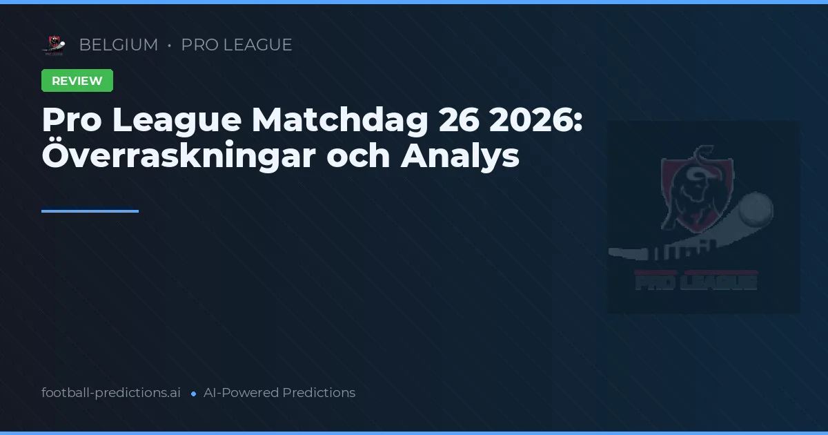 Pro League Matchdag 26 2026: Överraskningar och Analys