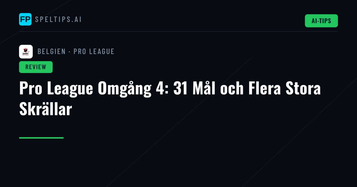 Pro League Omgång 4: 31 Mål och Flera Stora Skrällar