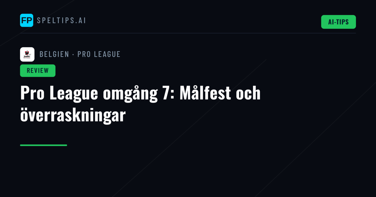 Pro League omgång 7: Målfest och överraskningar