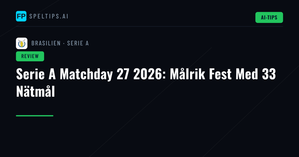 Serie A Matchday 27 2026: Målrik Fest Med 33 Nätmål