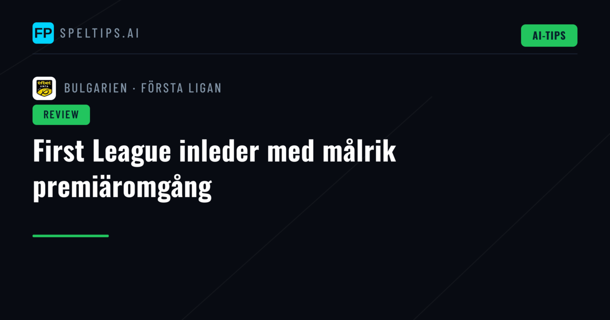 First League inleder med målrik premiäromgång