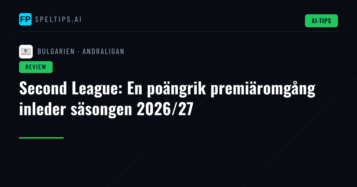 Second League: En poängrik premiäromgång inleder säsongen 2026/27