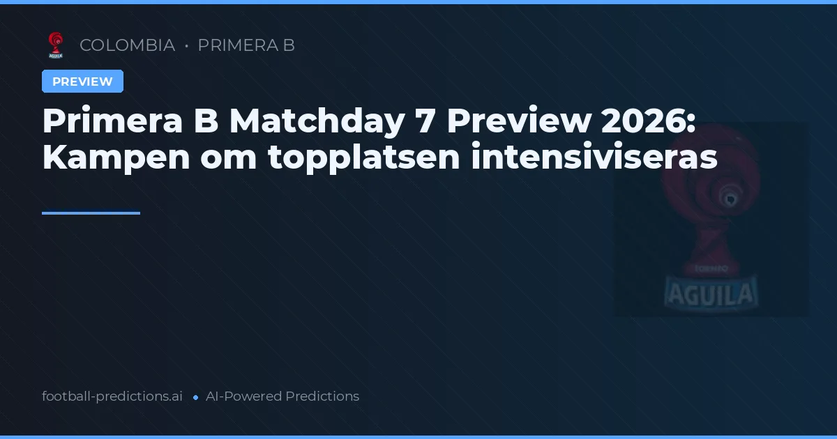 Primera B Matchday 7 Preview 2026: Kampen om topplatsen intensiviseras