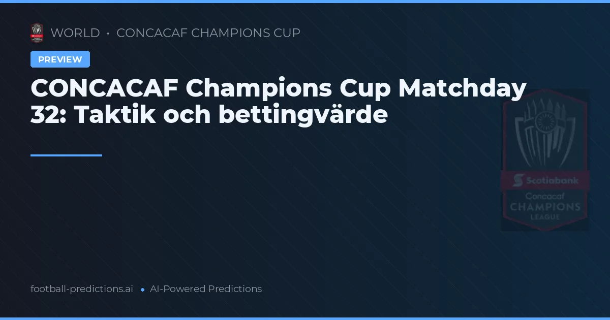 CONCACAF Champions Cup Matchday 32: Taktik och bettingvärde
