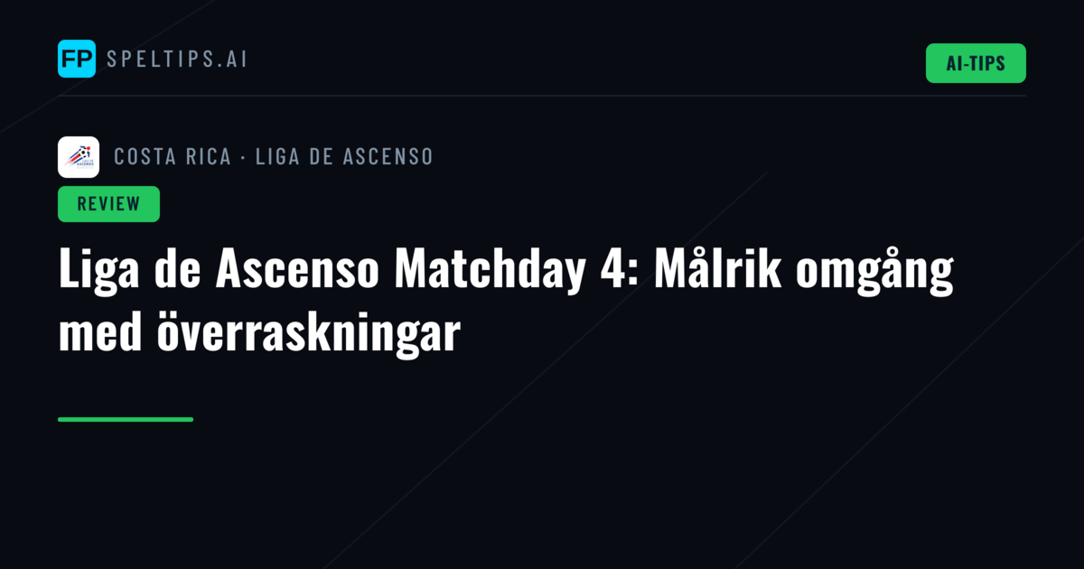 Liga de Ascenso Matchday 4: Målrik omgång med överraskningar