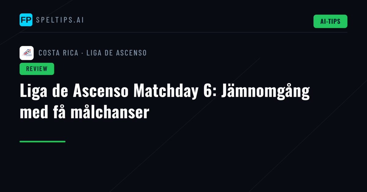 Liga de Ascenso Matchday 6: Jämnomgång med få målchanser