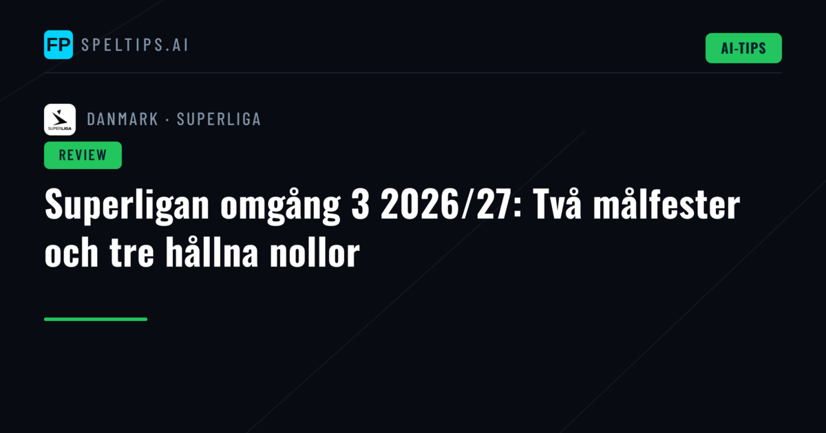 Superligan omgång 3 2026/27: Två målfester och tre hållna nollor