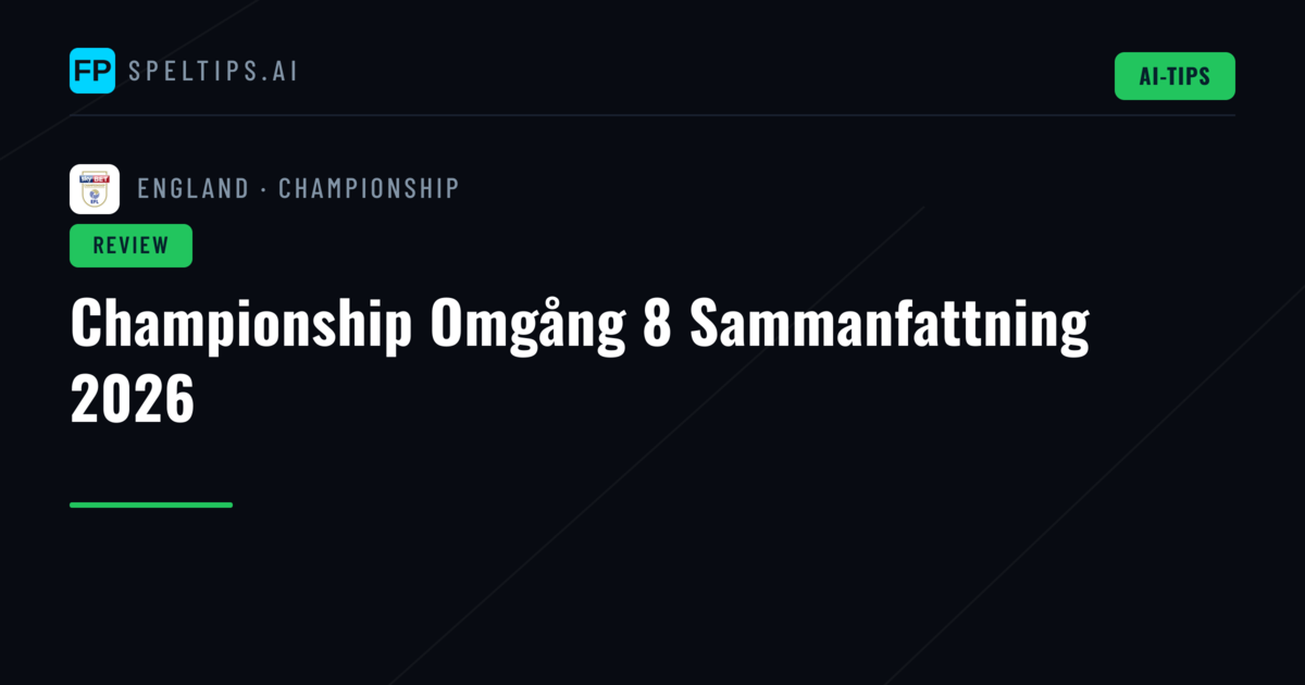 Championship Omgång 8 Sammanfattning 2026