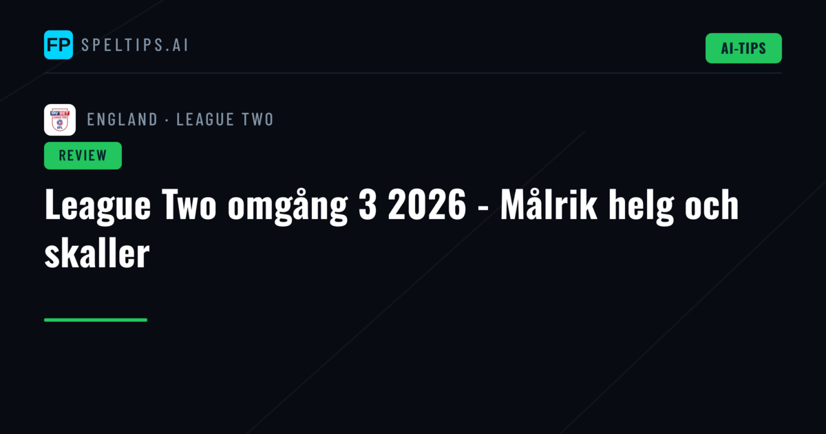 League Two omgång 3 2026 - Målrik helg och skaller