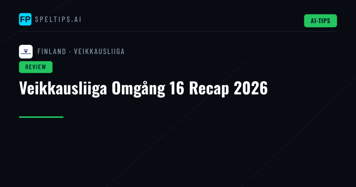 Veikkausliiga Omgång 16 Recap 2026