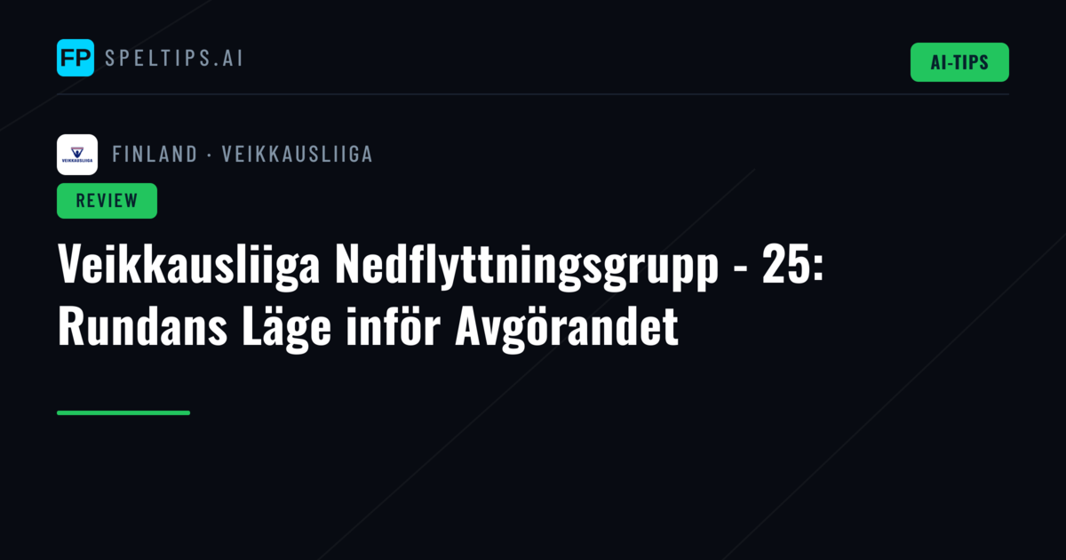 Veikkausliiga Nedflyttningsgrupp - 25: Rundans Läge inför Avgörandet