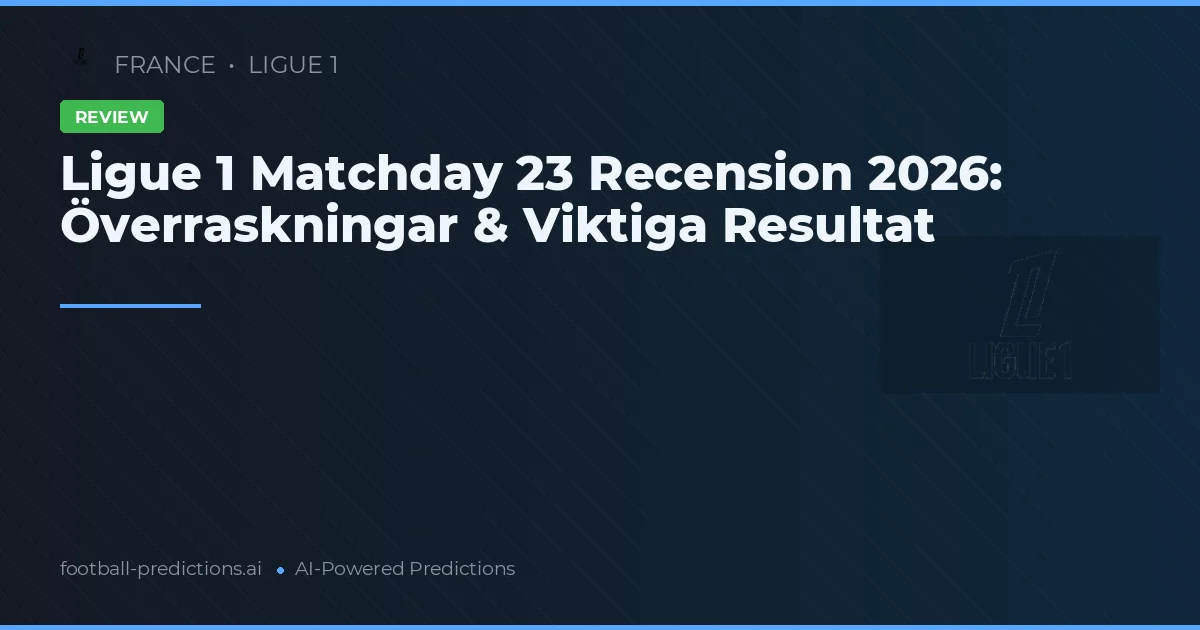 Ligue 1 Matchday 23 Recension 2026: Överraskningar & Viktiga Resultat