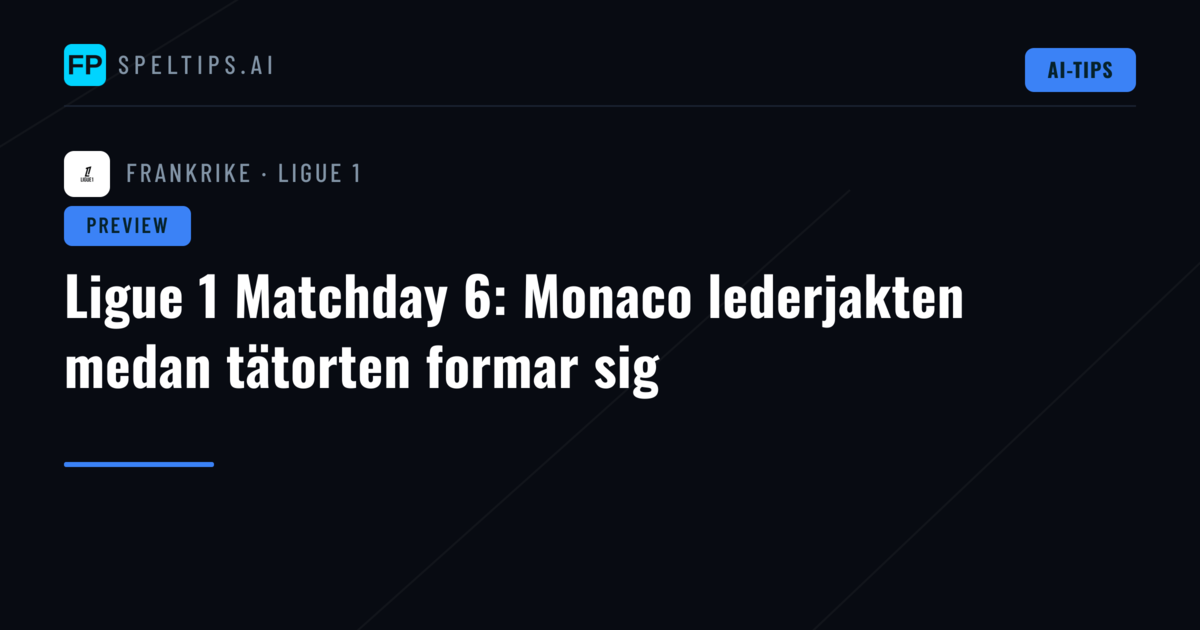 Ligue 1 Matchday 6: Monaco lederjakten medan tätorten formar sig