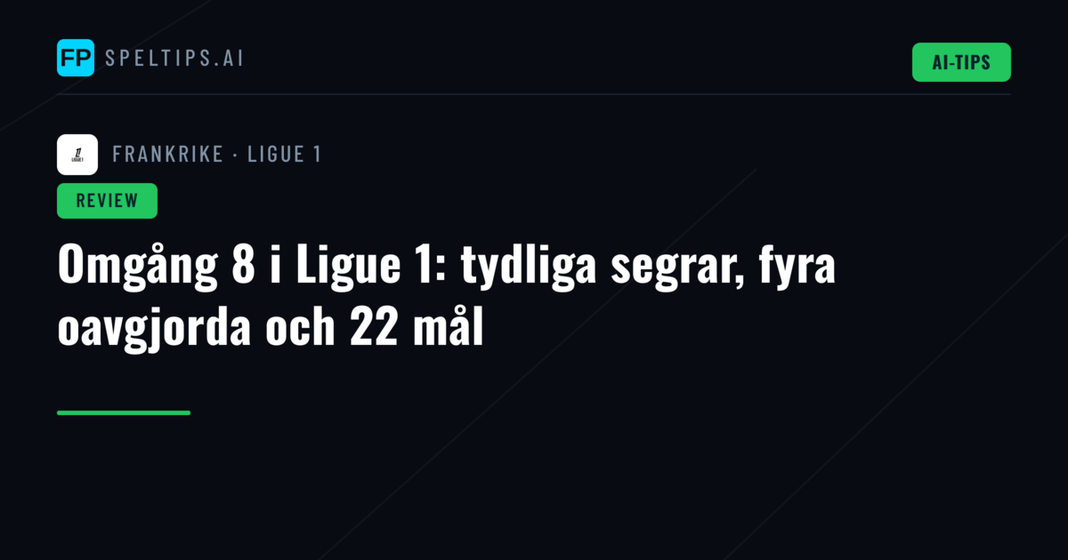 Omgång 8 i Ligue 1: tydliga segrar, fyra oavgjorda och 22 mål