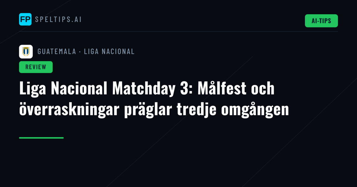 Liga Nacional Matchday 3: Målfest och överraskningar präglar tredje omgången