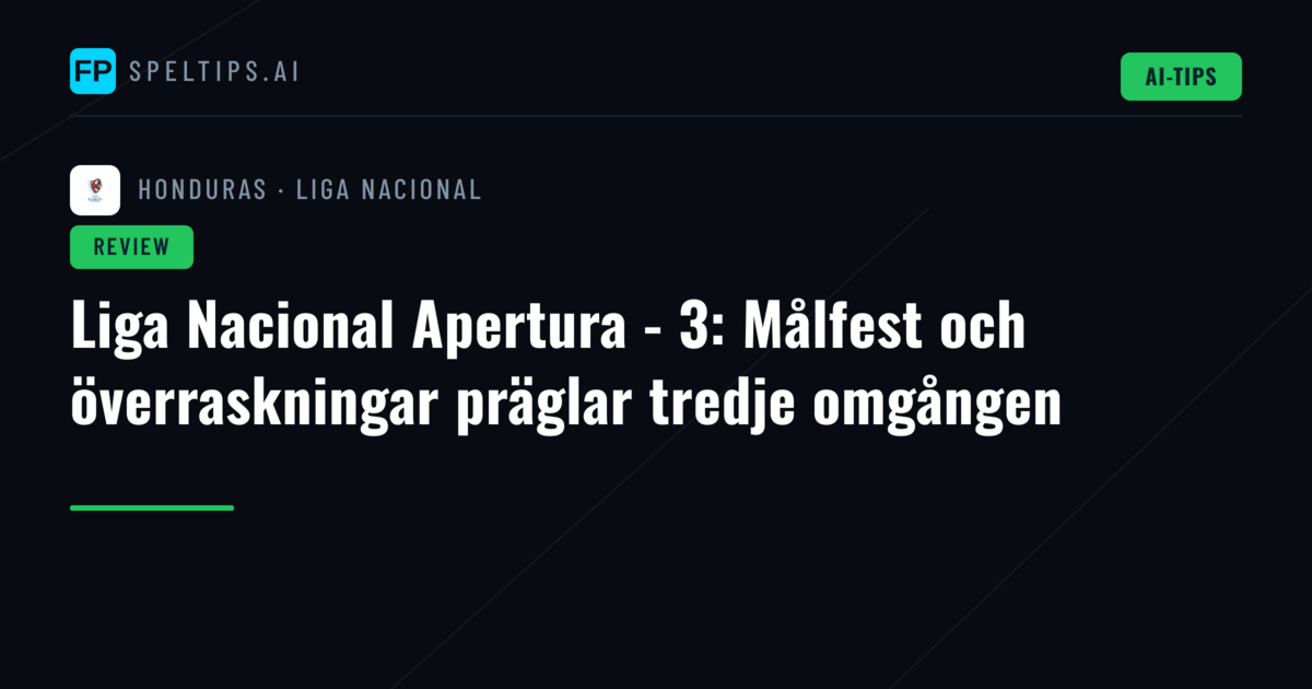 Liga Nacional Apertura - 3: Målfest och överraskningar präglar tredje omgången