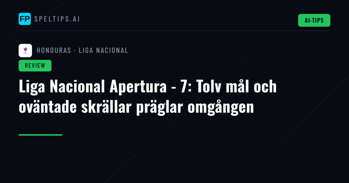 Liga Nacional Apertura - 7: Tolv mål och oväntade skrällar präglar omgången