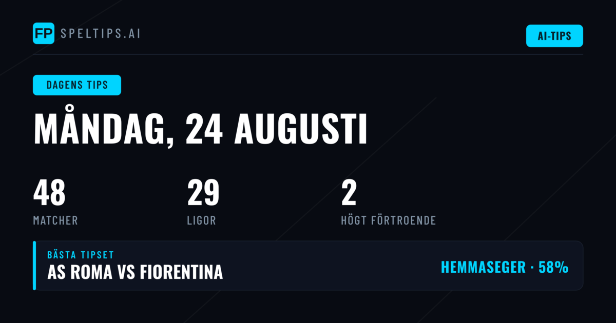 Toppval för måndag 24 aug 2026