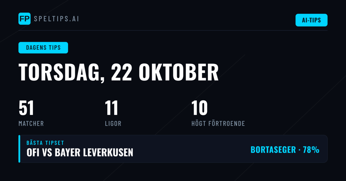Torsdag 22 okt 2026: Europa League och Conference League