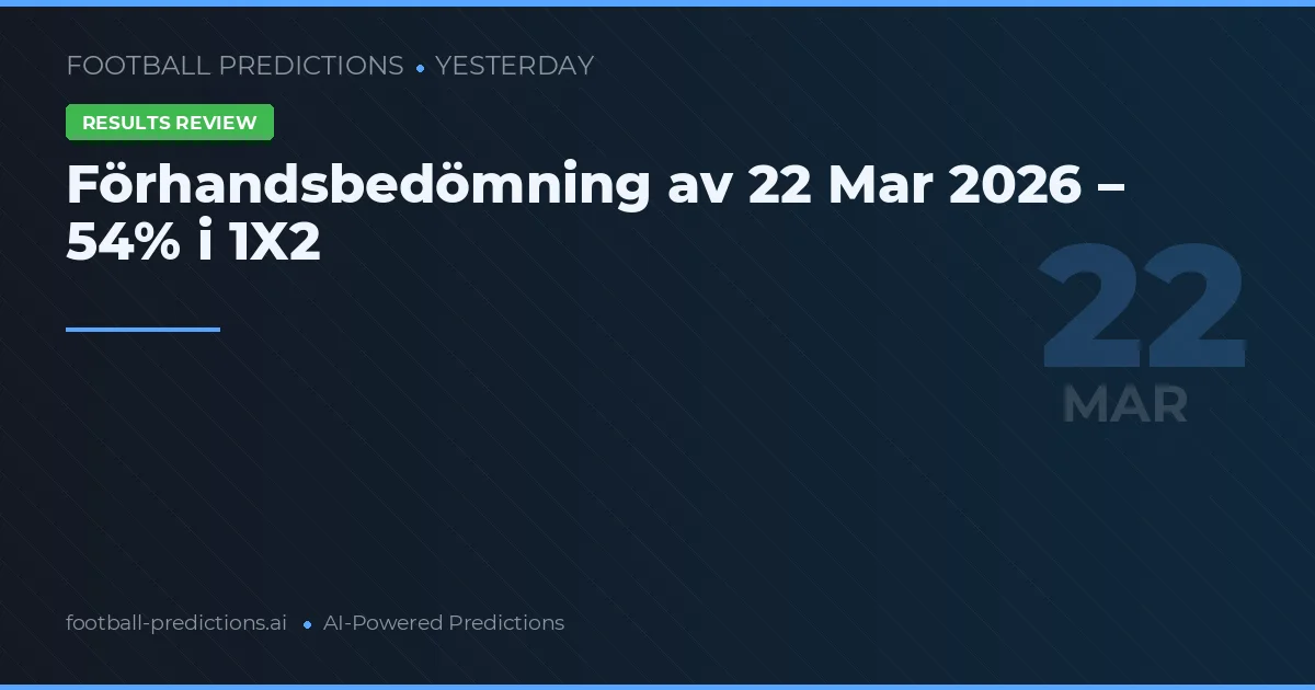Förhandsbedömning av 22 Mar 2026 – 54% i 1X2