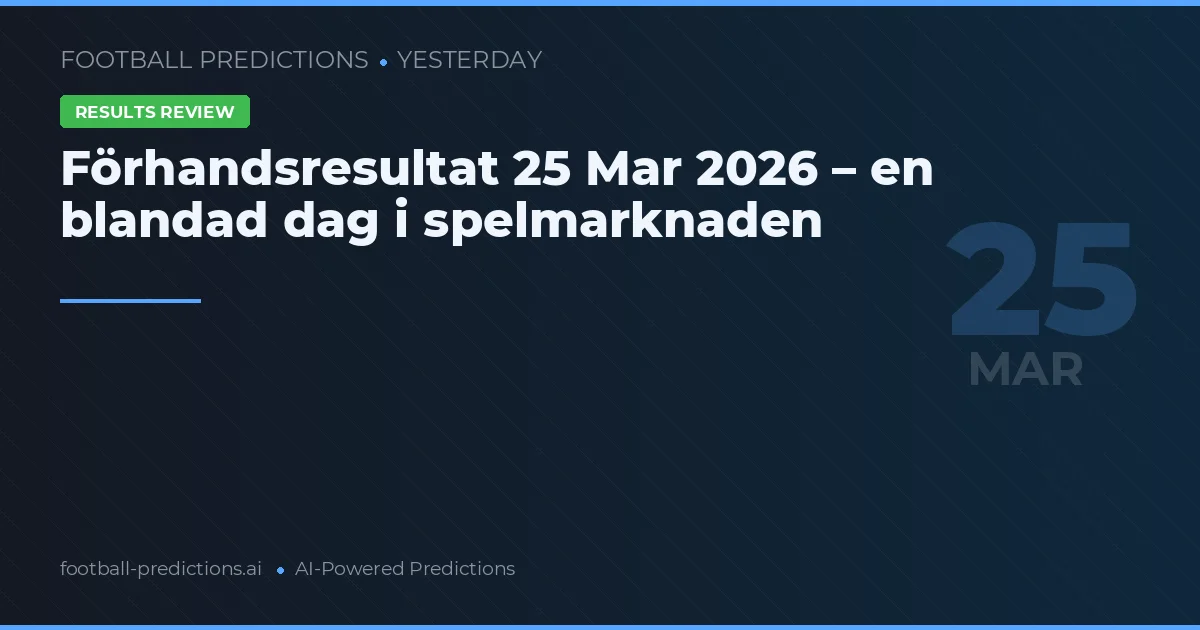 Förhandsresultat 25 Mar 2026 – en blandad dag i spelmarknaden
