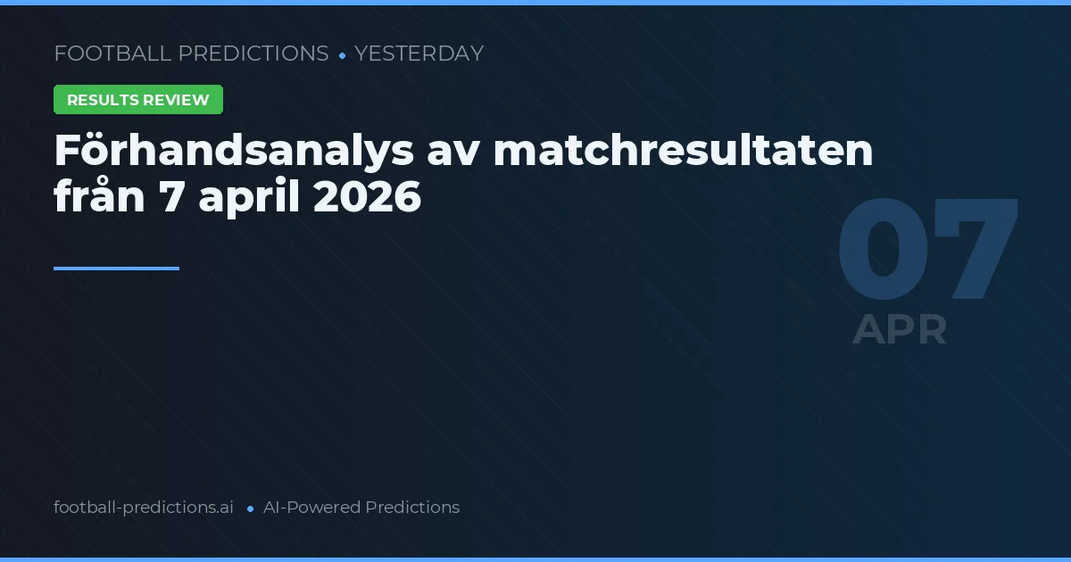 Förhandsanalys av matchresultaten från 7 april 2026