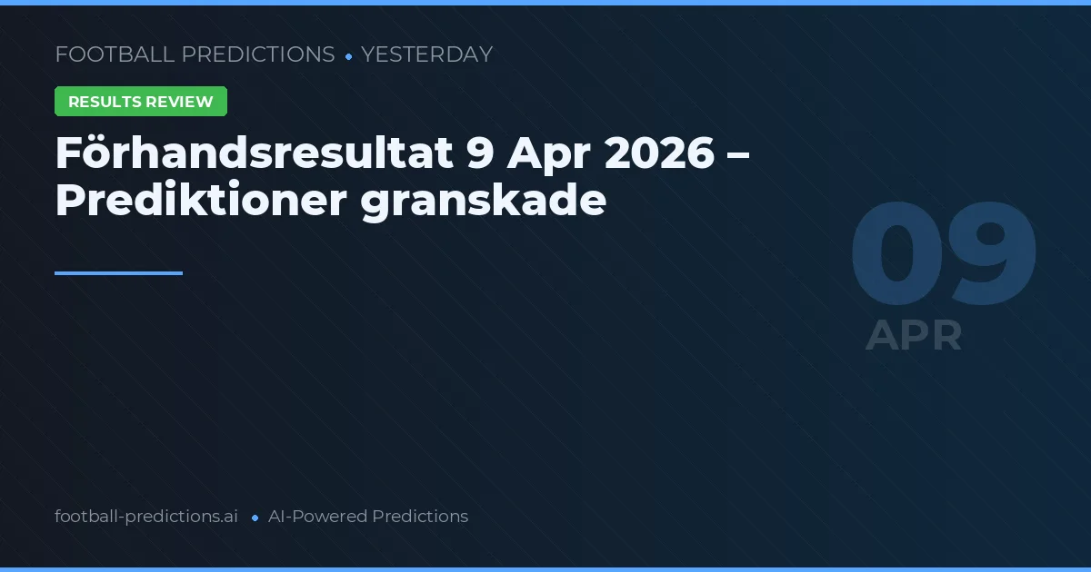 Förhandsresultat 9 Apr 2026 – Prediktioner granskade