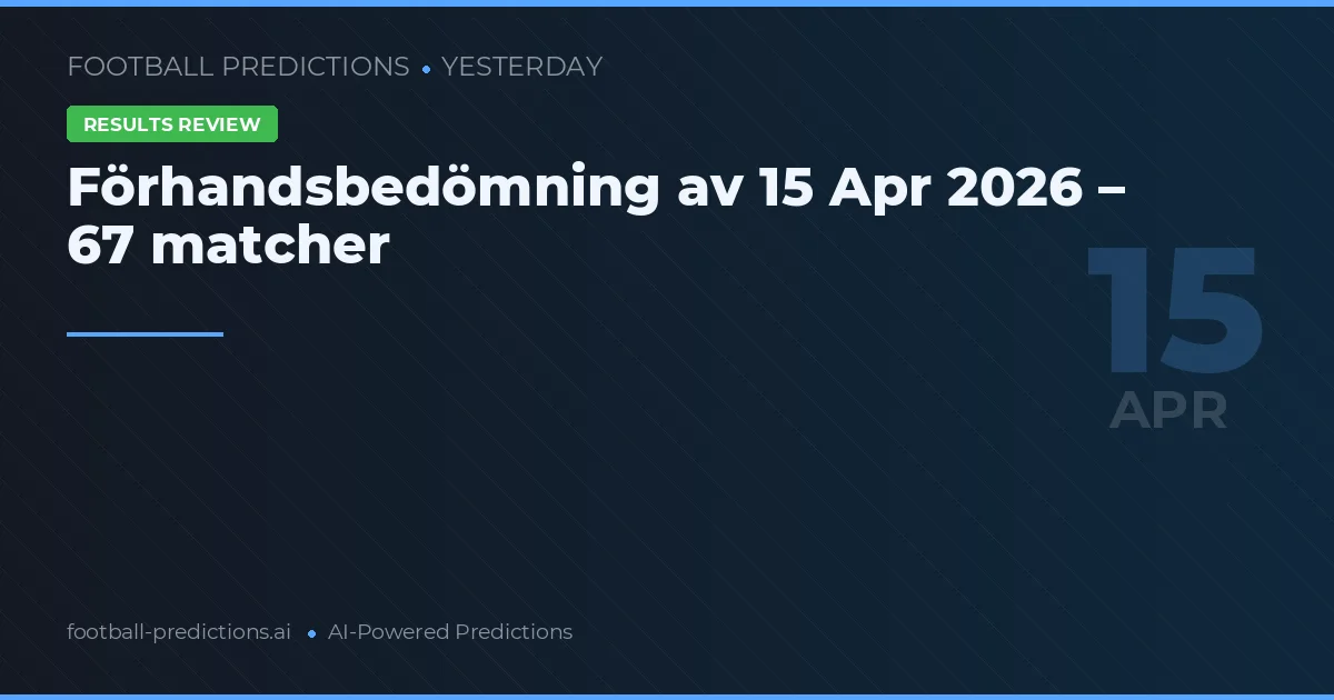 Förhandsbedömning av 15 Apr 2026 – 67 matcher