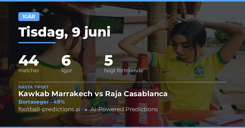 Fotbollstips & Speltips — Tisdag, 9 juni, 2026