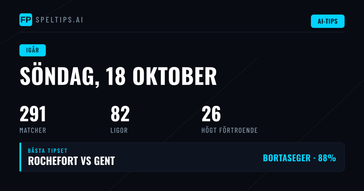 Resultatöversikt söndag 18 oktober 2026