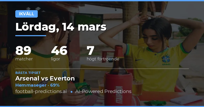 Fotbollstips Ikväll 14 mars 2026: bästa spel