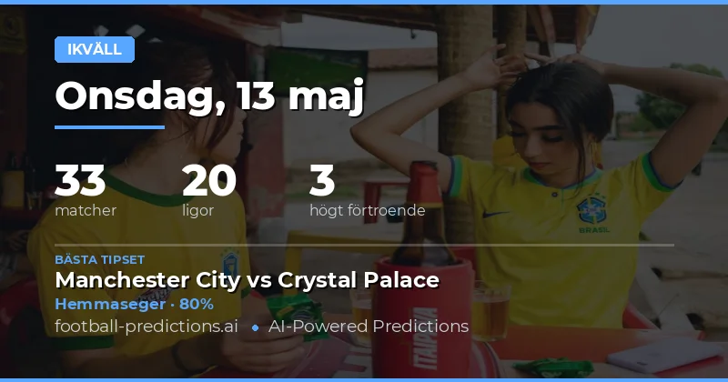 Fotbollstips och analys för kvällen den 13 maj 2026