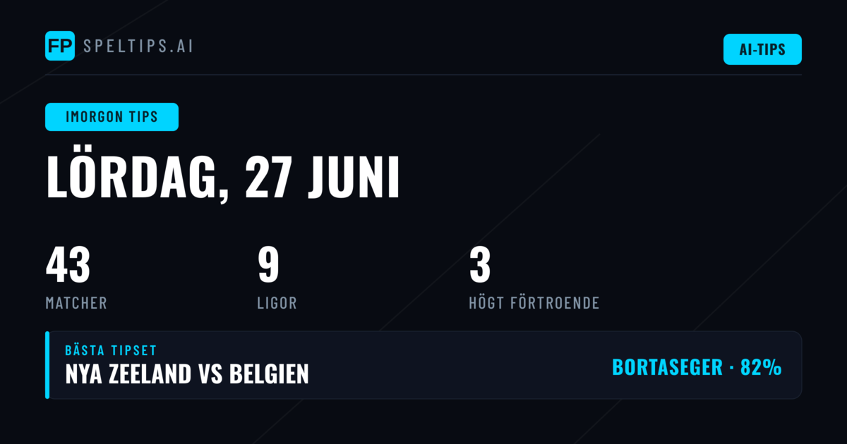 Top Tips för lördag 27 jun 2026