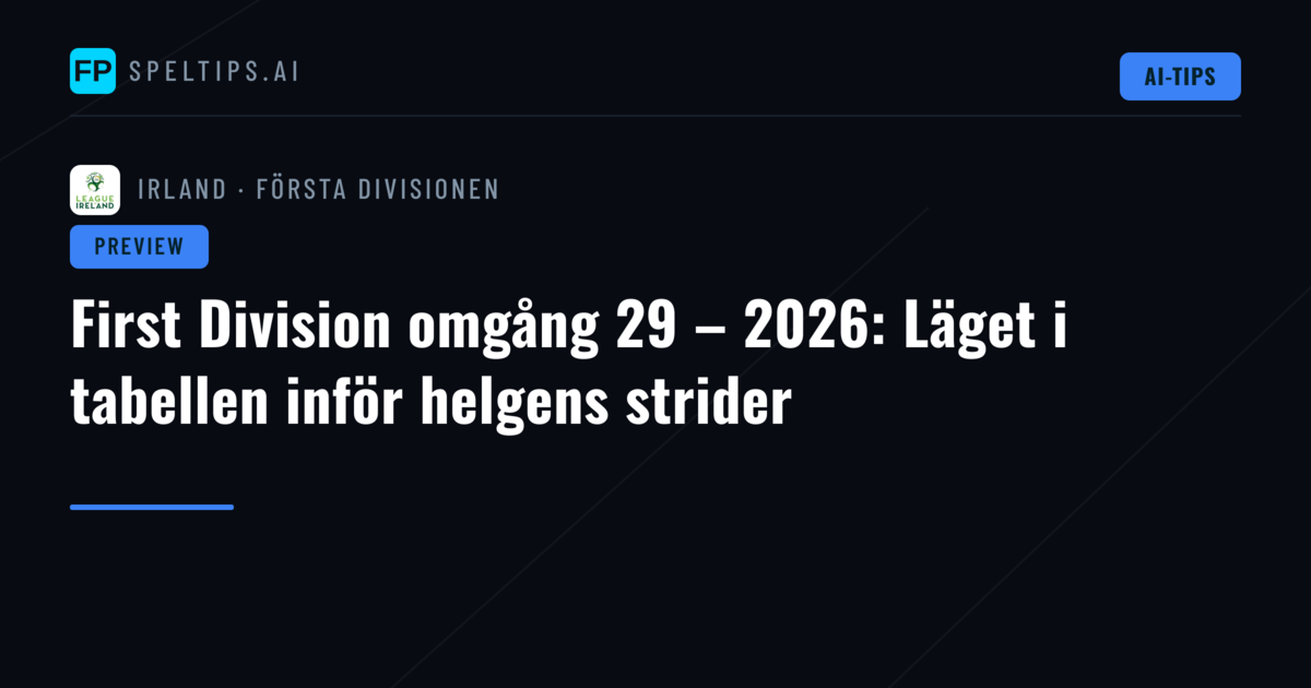 First Division omgång 29 – 2026: Läget i tabellen inför helgens strider