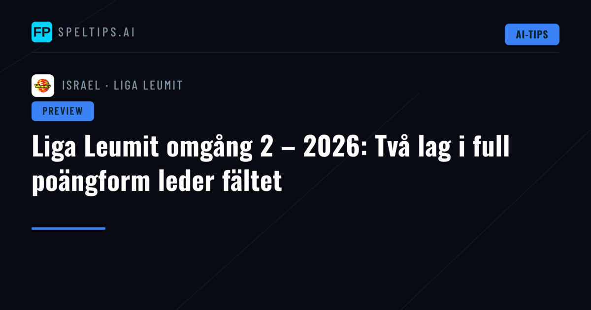 Liga Leumit omgång 2 – 2026: Två lag i full poängform leder fältet