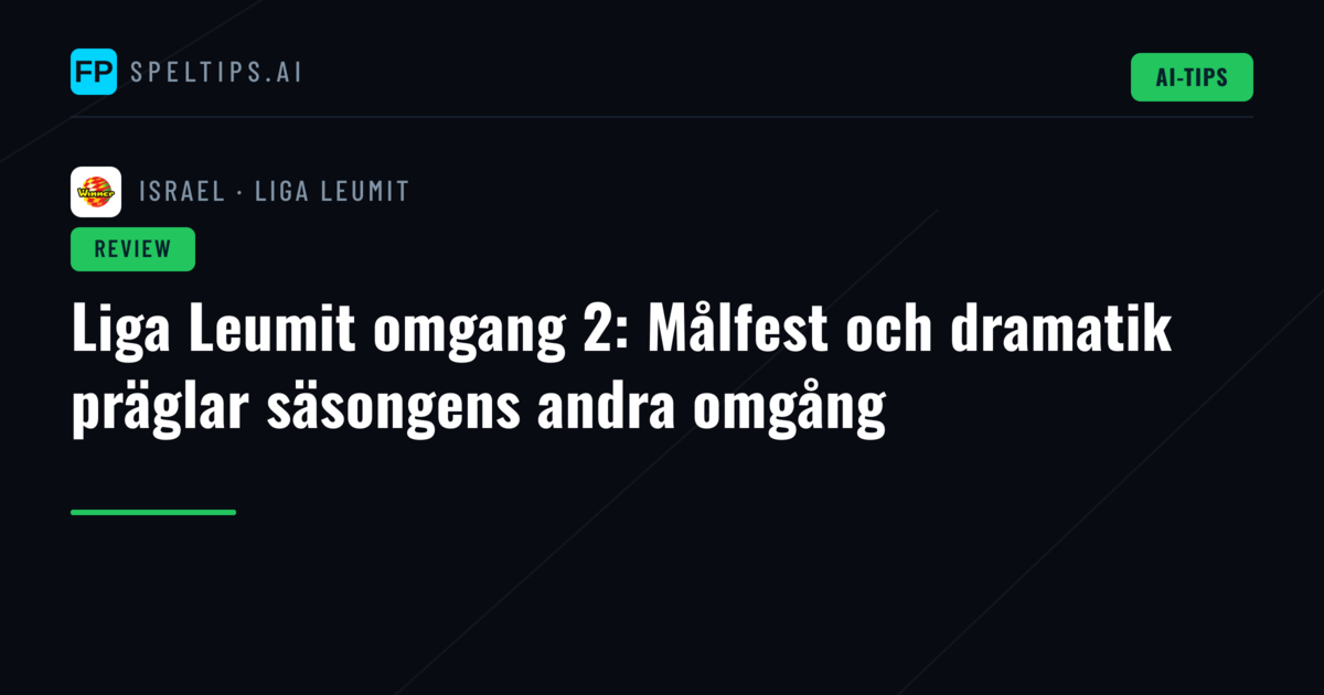 Liga Leumit omgang 2: Målfest och dramatik präglar säsongens andra omgång