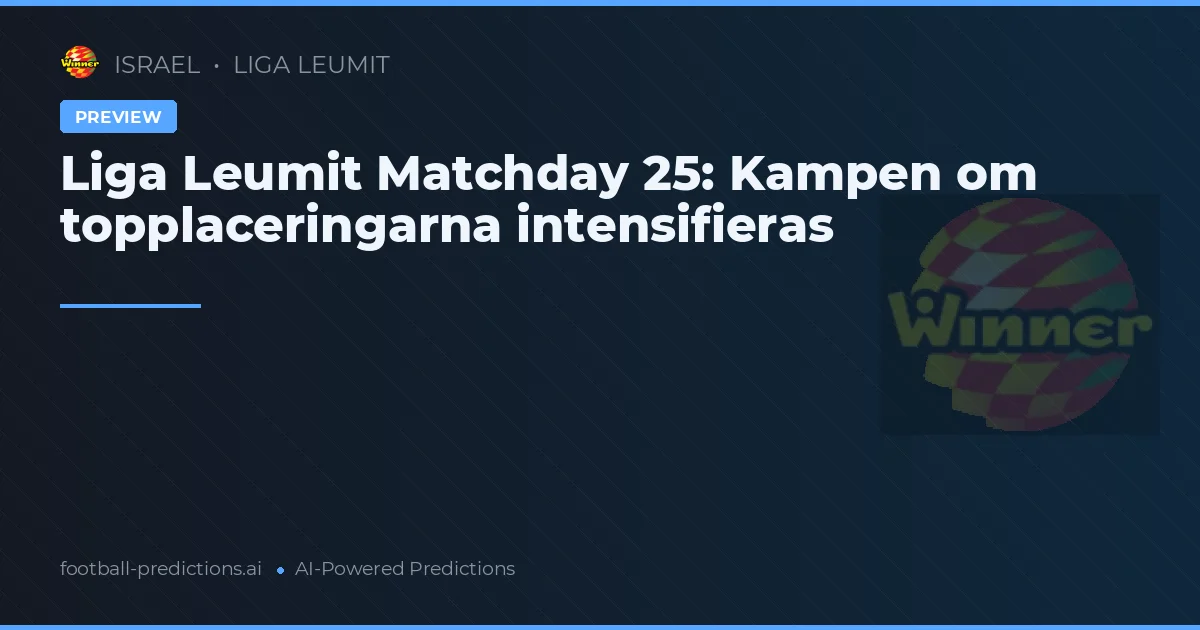 Liga Leumit Matchday 25: Kampen om topplaceringarna intensifieras
