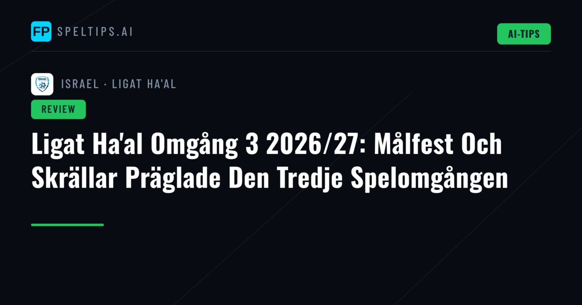 Ligat Ha'al Omgång 3 2026/27: Målfest Och Skrällar Präglade Den Tredje Spelomgången