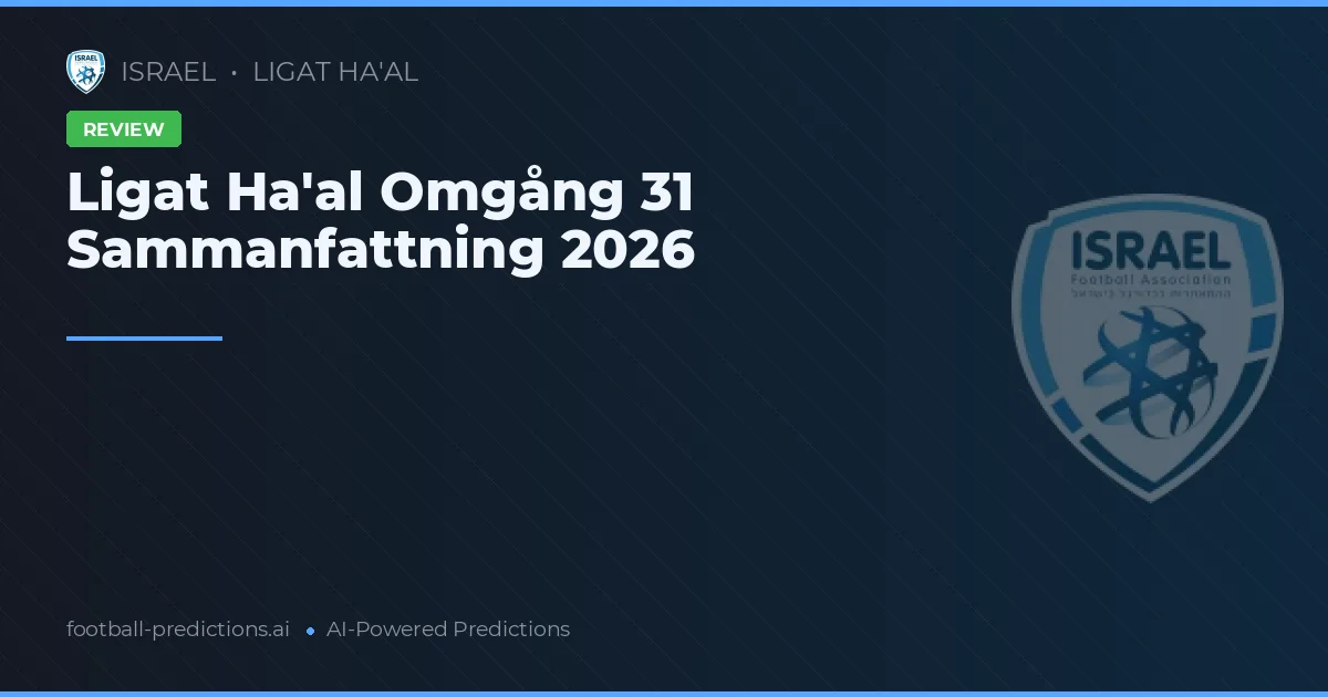 Ligat Ha'al Omgång 31 Sammanfattning 2026