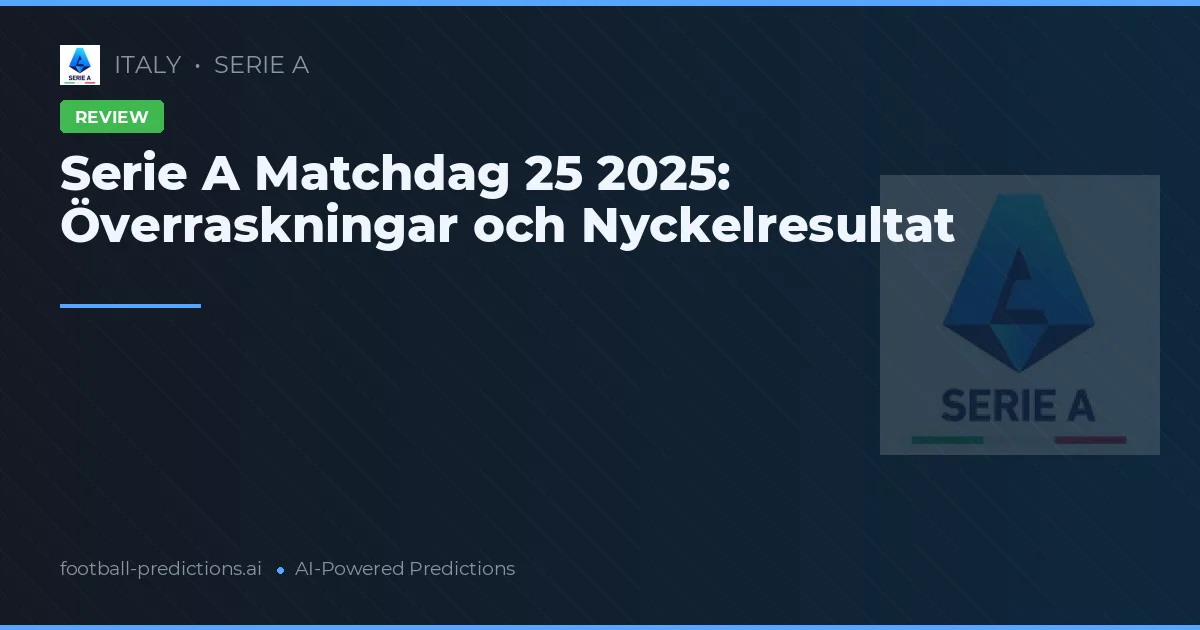 Serie A Matchdag 25 2025: Överraskningar och Nyckelresultat