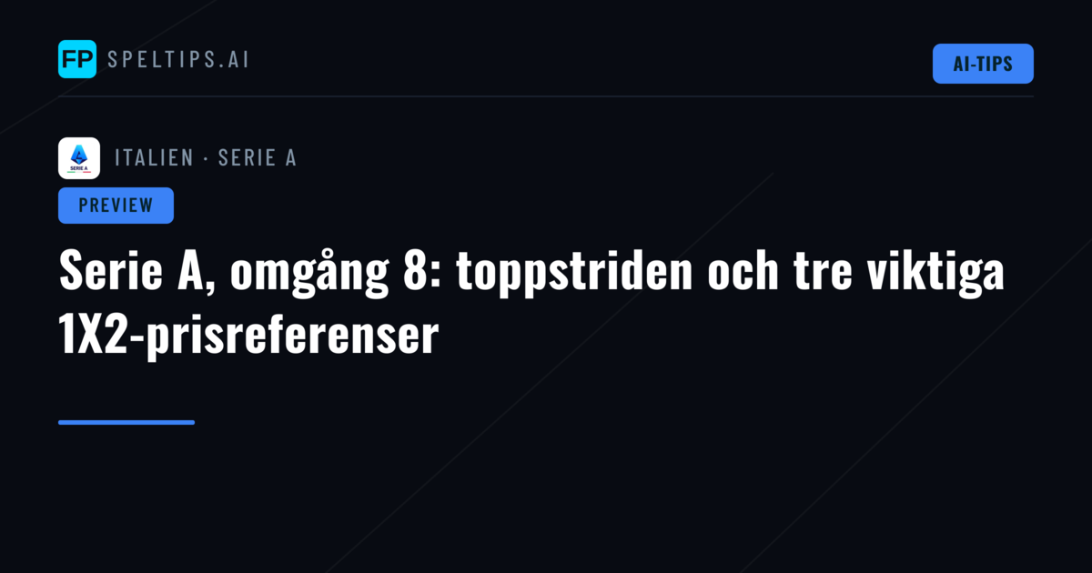 Serie A, omgång 8: toppstriden och tre viktiga 1X2-prisreferenser