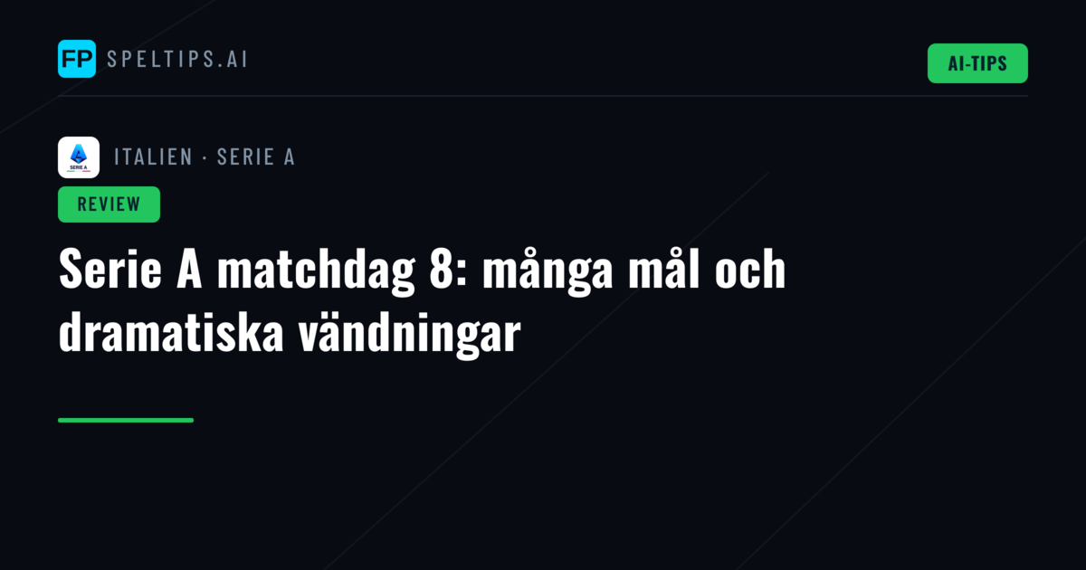 Serie A matchdag 8: många mål och dramatiska vändningar