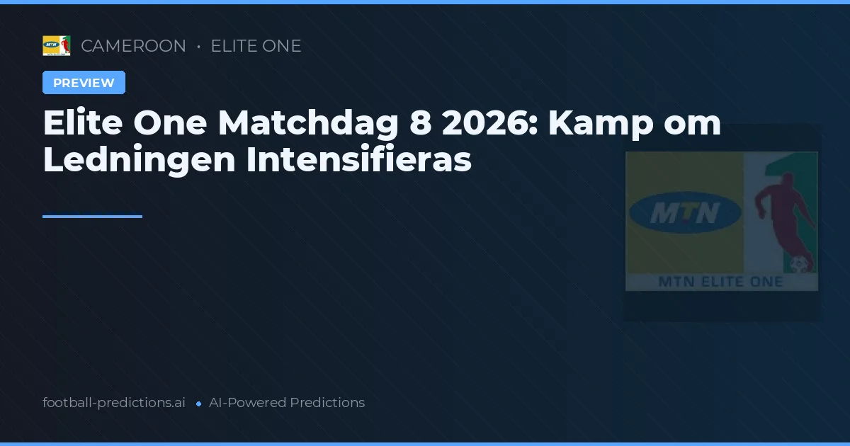 Elite One Matchdag 8 2026: Kamp om Ledningen Intensifieras