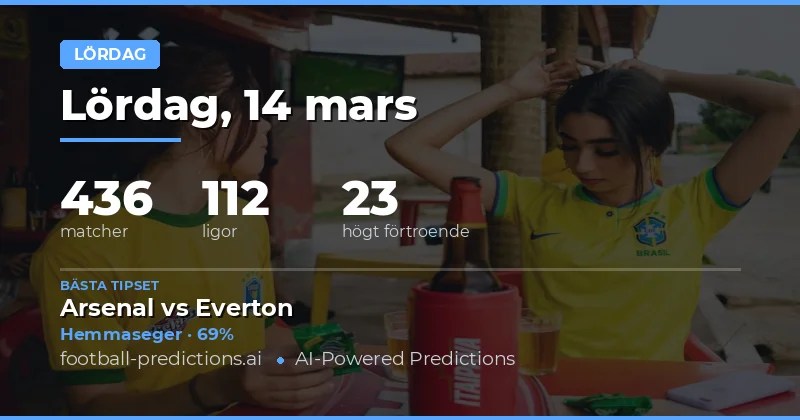 Fotbollstips Lördag 14 mars 2026: bästa spel
