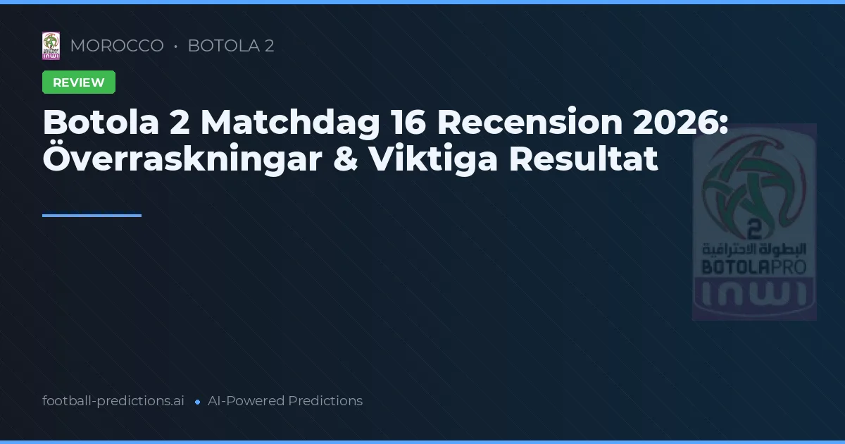 Botola 2 Matchdag 16 Recension 2026: Överraskningar & Viktiga Resultat