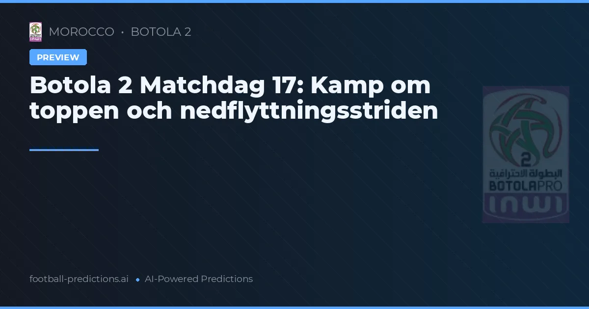 Botola 2 Matchdag 17: Kamp om toppen och nedflyttningsstriden